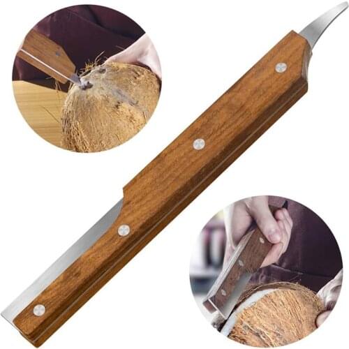 Creative Coconut Opener Fruit Opener Double Ended Coconut Cutter With Wooden Handle Coconut Opener Kitchen Gadget Opener Tool