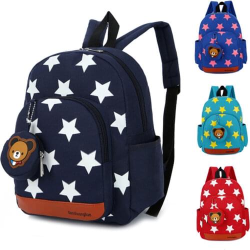 Stars Printing Nylon Children Backpacks Kids Kindergarten School Bags Baby Boys Girls Nursery Toddler Cute Rucksack
