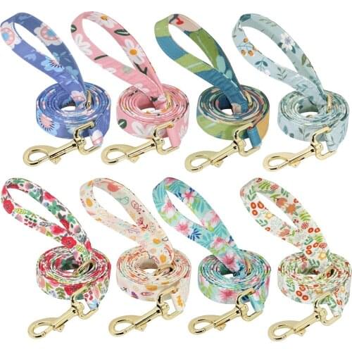 150cm Nylon Dog Leash Fashion Flower Print Pet Leash Rope For Small Medium Dogs Soft Pet Walking Leashes Chihuahua Pitbull
