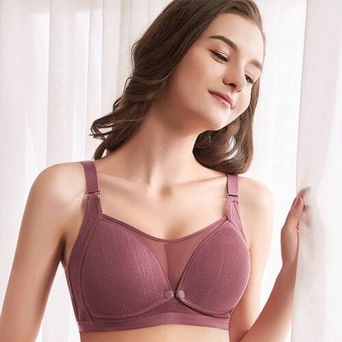 Breast-feeding underwear womens pregnant bra gathered anti-sagging summer thin section nursing bra cotton
