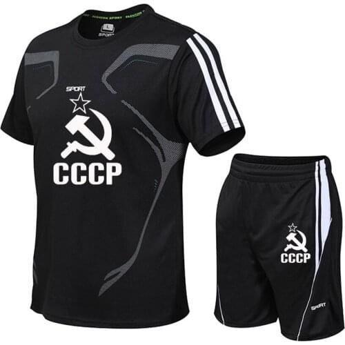 2021 New Cccp Soviet Mens And Womens T-shirt Sports Suit Fitness Quick-drying Casual Running Summer Sports Shorts 2 Pcs