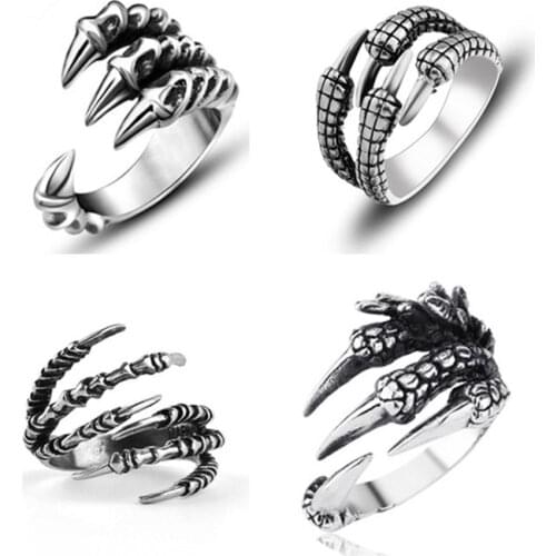 Retro Punk Opening Resizable Dragon Claw Rings Steampunk Hip Hop Personality Finger Jewelry Men Women Halloween Rings