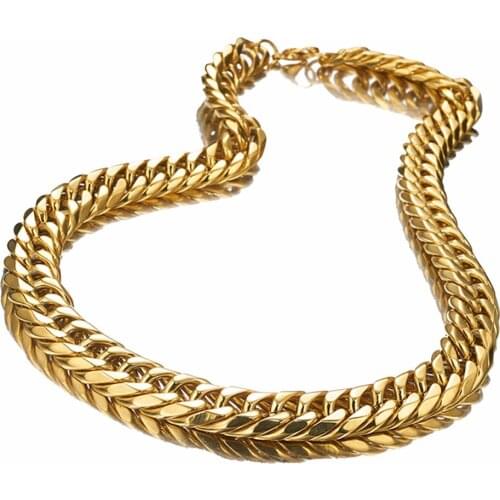 Men Heavy Necklace Gold 19mm Wide Jewelry Gift Stainless Steel Curb Cuban Link Chain Necklace 7-40" Length