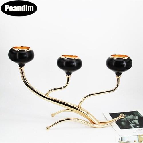 PEANDIM 3 Headed Decorative Candle Holders Creative Wedding Centerpieces Candleabra Home Party Dinner Candlelight Ornaments
