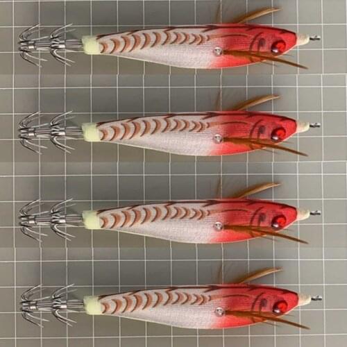 8PCS Luminous Squid Hook bait 10CM 10G Wood Shrimp Fishing Lure Octupus Cuttlefish Jigging lure Fishinig Tools