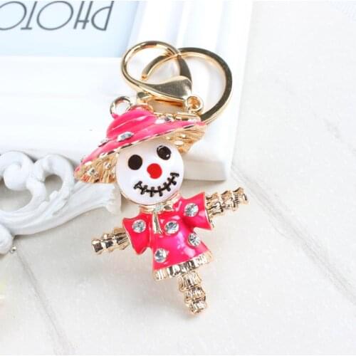 Scarecrow Man of Straw Car Lovely Charm Rhinestone Crystal Cute Purse Bag Pendant Key Ring Chain Jewelry Fashion Gift