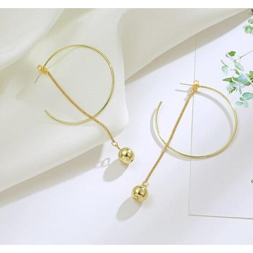 Empty Set Large Hoop Tassel Earrings For Women Teen Girls Gold Trendy Punk Chic Korean Wedding Party Big Hoop Dangle Earring