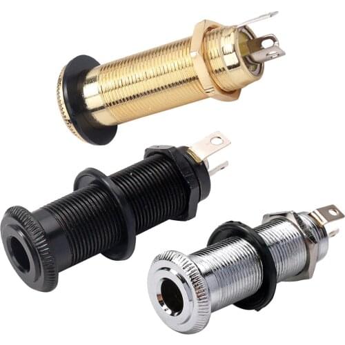 Tooyful Durable Copper 6.35mm Mono Guitar Cylinder Endpin Jack Socket DIY 45mm/1.77inch Musical Instrument Accessory