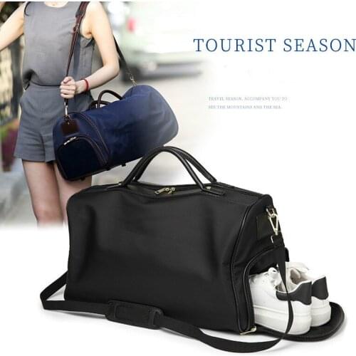 Trendy Practical Shoe Position Travel Bag Nylon Waterproof Travel Bag Unisex Portable Shoulder Crossbody Bag Simple Luggage Bag