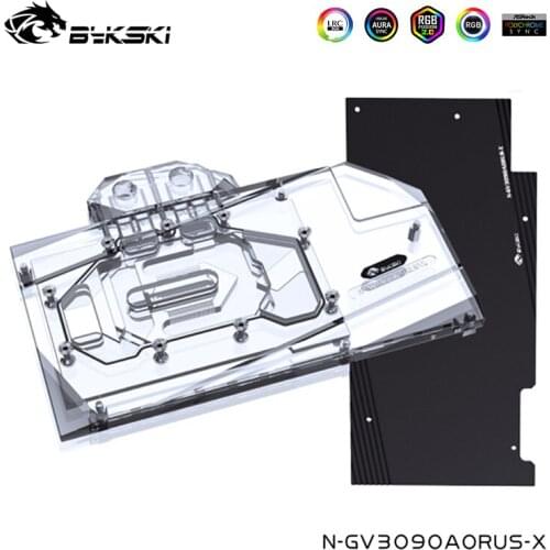 Bykski Watercooler For GIGABYTE Geforce RTX 3080 AORUS 10G /3090 24G With Back Plate ,Full Cover Water Block, N-GV3090AORUS-X