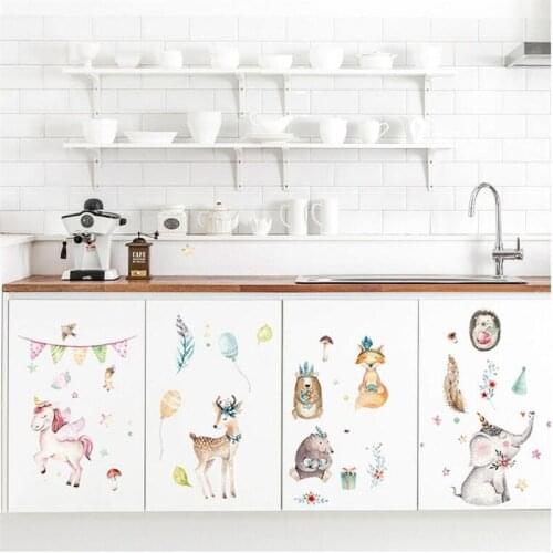 Vivid Watercolor animal world DIY wall sticker living room bedroom wall decoration home decoration wall stickers for kids rooms