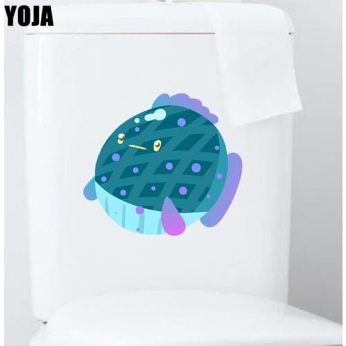 YOJA 19.8*21CM Colored Fish Toilet Decal Wall Sticker Cartoon Animal Children Room Home Decor T3-0940