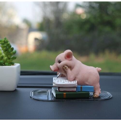 Funny Creative Simulation Miniatures Figurines Piggy Ornaments Desktop Car Doll Birthday Gift for Teacher Car Decoration Model