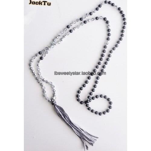 Women necklace with hematite stone silver crystal jewelry necklace for woman