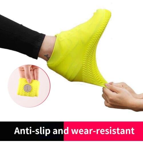 1 Pair of S/m/l Reusable Silicone Shoe Covers Outdoor Camping Waterproof Rain Boots with Thickened Non-slip Wear-resistant Sole