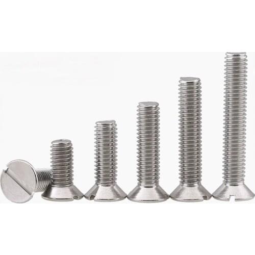 10-40pieces GB68 M3 M4 M5 304 stainless steel Metric Threaded Slotted Flat Countersunk Head Machine Screw Bolt
