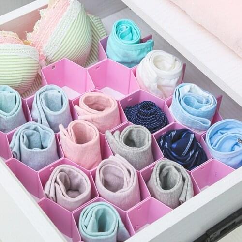 15Set/Lot Honeycomb Cells Drawer Clapboard Partition Storage Closet Organiser Divider for Ties Socks Underwear Grid Box Case