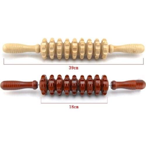2 Colors Wood Exercise Roller Sports Injury Gym Muscle Massage Roller Yoga Stick Body Massage Relax Tool Muscle Roller Sticks