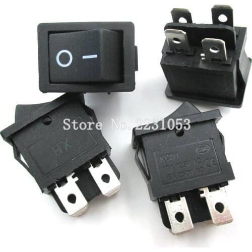 5PCS/Lot New KCD1-104 6A 250V/10A 250V LCD TV Power Switch 4 Contact Points Boat Rocker Switches Black Wholesale