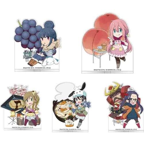 Anime Laid Back Camp Acrylic Shima Rin Kagamihara Nadeshiko Stand Figure Model Plate Display Desk Decor Cosplay Food Series Gift