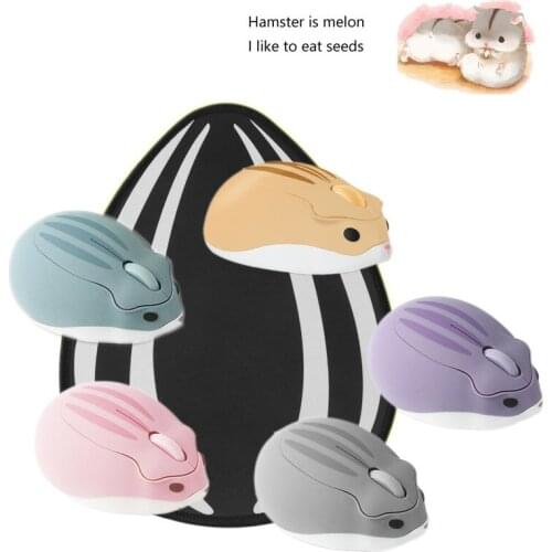 Wireless Cute 2.4G Mouse Hamster Cartoon Design Mause Ergonomic 3D Optical Creative Mice With Mouse Pad Kids Gift For PC Laptop
