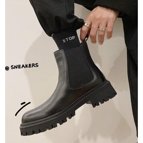 2021 spring / fall style hair stylist fashion high-top trend shoes Korean version of all-match Chelsea boots casual mens shoes