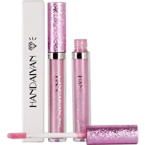 HANDAIYAN Brand Lipstick Shiny Diamond Lip Gloss Pink Charming Glitter Liquid Lipstick Metallic Lipgloss Lasting Makeup #244055