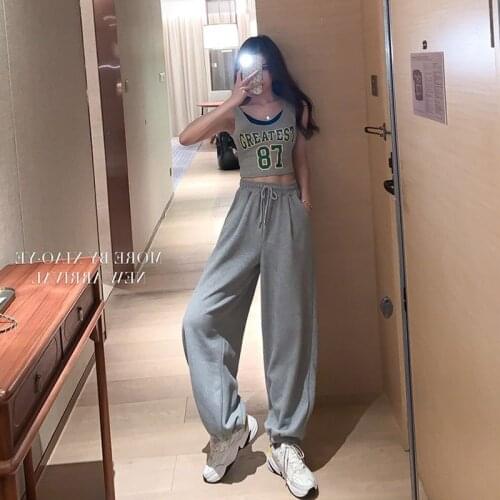 Lazy Fashion Harem Trousers New Autumn Ulzzang Pants Women Loose Leisure Student Simple Popular High Waist Drawstring
