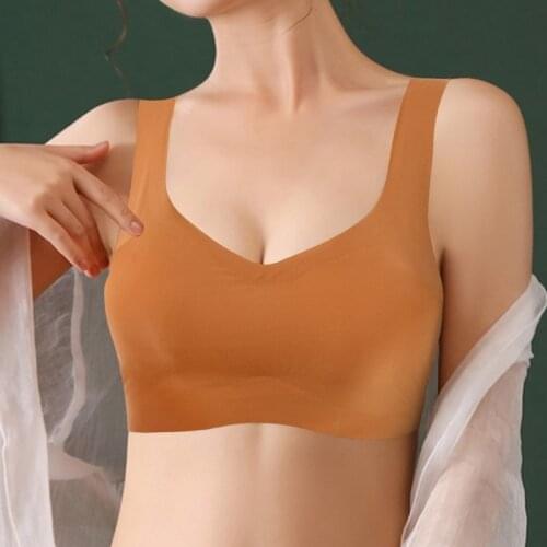 Women Bra Latex Push Up Bras Seamless Bralette Female S-XXL Plus Size Bra Tank Tops Gathers Shockproof Pad Brassiere Underwear