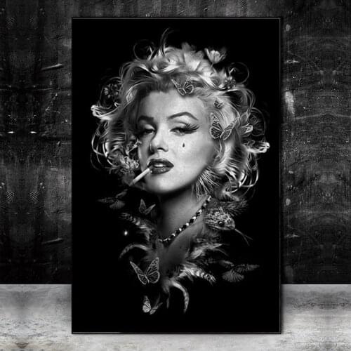 Black White Sexy Beautiful Woman Smoking Poster Portrait Canvas Painting and Prints Cool Girl Wall Art Picture for Home Decor