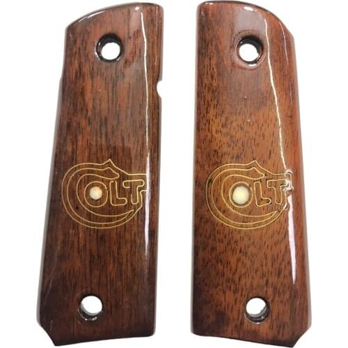 Colt 1911 With Logo Custom Serial Pearl Inlaid Laser Cut Bright Wooden Grip Mod15