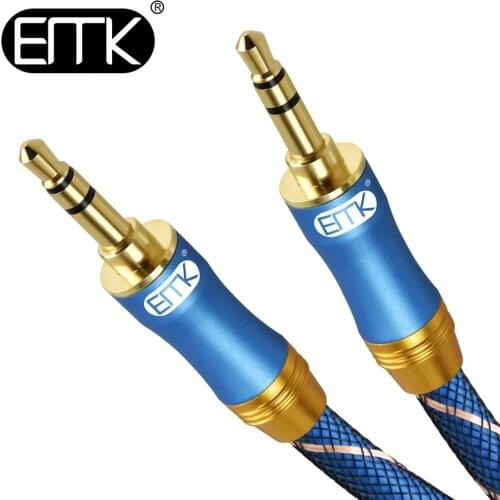 EMK 3.5mm Audio Cable 3.5mm Jack Nylon Braided Male to Male High Quality Aux Cable 1m 2m 3m 5m For Phone Car Computer Speaker
