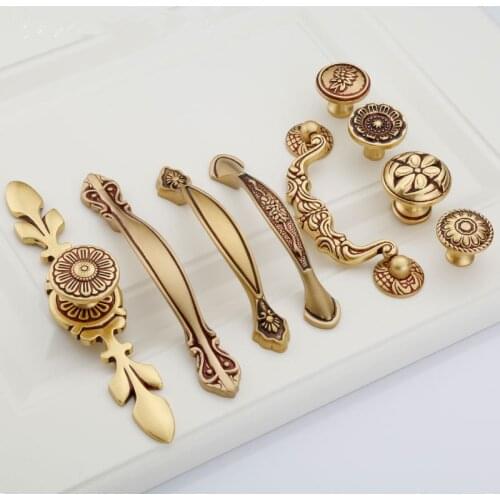 European Copper Furniture Handles Brass Cabinet Knobs and Handles Kitchen Handles Drawer Knobs Cupboard Pulls