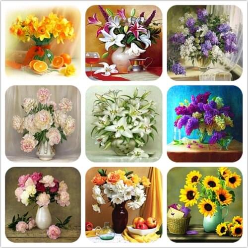 30x30cm DIY 5D Diamond Embroidery Square Diamond Picture Flowers Arranging Square Rhinestones Diamond Painting Cross Stitch