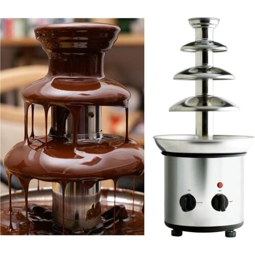 Creative Small Stainless Steel 4 Layers Chocolate Fondue Fountain Machine Waterfall for Cheese BBQ Sauce Ranch