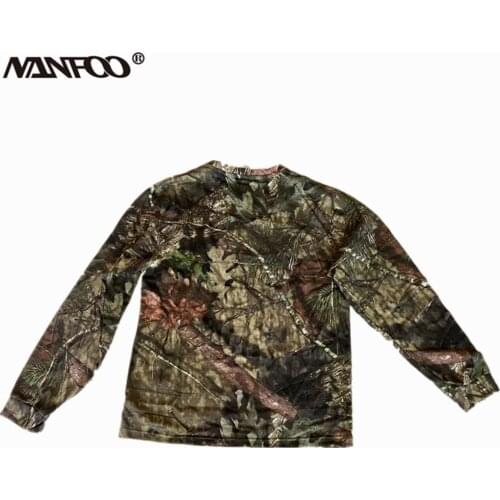 Summer Bionic Camouflage Hunting Fishing Shirt Long-Sleeved Sunshade Shirt Large Size Loose Outdoor Casual Jungle Camo T-Shirt