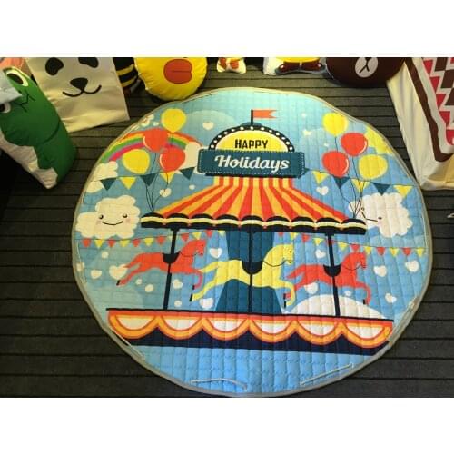 Hot Selling1.5m Baby Climbing Playing Mat Pad Containing Circular Ins Cotton Thickened Folded Slip Bag Nordic Home Deco Carpet