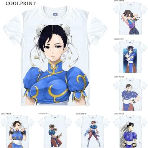 Fighting Game Chun Li Cosplay Chun-Li Chuhn-Lee Game Anime Cosplay Custom Shirt Tank Top Short Sleeves Vintage Printed Fashion