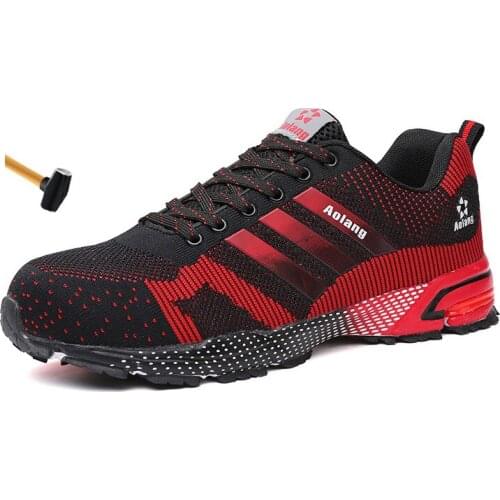 Mens Safety Shoes Outdoor Work Boots Mens Industrial Construction Shoes Anti-puncture Shoes Steel Toe Work Shoes Men