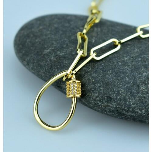 New Hollow Drop Pendant Necklace AAA Cubic Zircon Necklace Slim Chain Round Buckle Pendant Necklace for Women Gift