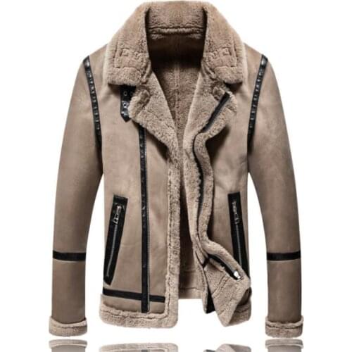 Autumn faux leather jacket mens Plus velvet winter thicken warm fur leather coat men jackets jaqueta de couro lapel splice B106