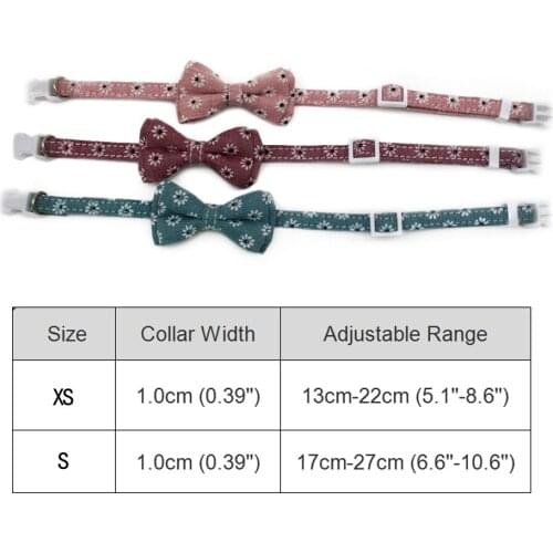 Lovely Small Cat Collar Soft Fabric Flower Printed Kitten Necklace Adjustable Pet Collars For Kitten Kitten