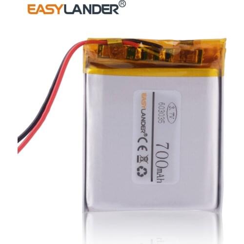 Rechargeable li ion battery 603035 700mah 3.7v for gps toys mp4 lithium polymer