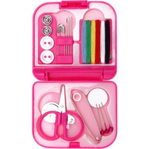 Plastic Sewing Kit Crochet Box Mini Needle Threads Buttons Scissor Thimble Sewing Tools Portable Home Kit Travel Sewing Tool