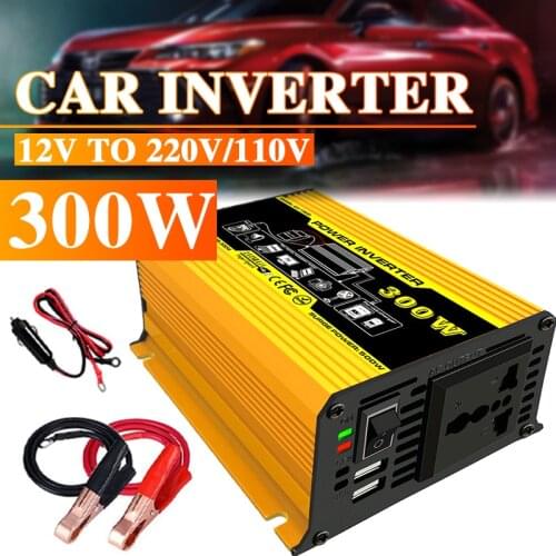 DC 12V To AC 110V/220V 300W Inverter Voltage Transformer Converter Dual USB LED Display Solar Inverter Socket Car Inverter