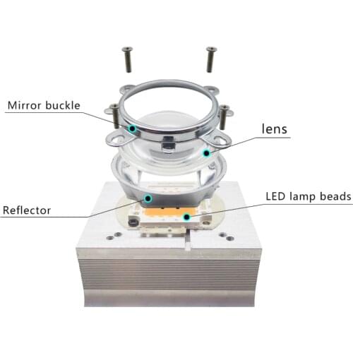 Heatsink Cooling Fan+57mm Lens 60 Degree for 20W 50W LED Chip