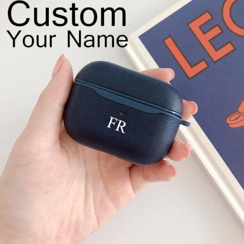 Luxury PU Leather Case Custom Name text Logo picture for AirPod Pro case Personal design Soft Case Hot