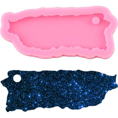 Super Glossy Shiny Puerto Rico State Map Silicone Mold Keychain Epoxy Resin Mould DIY Charms Necklace Jewelry Pendant Moulds