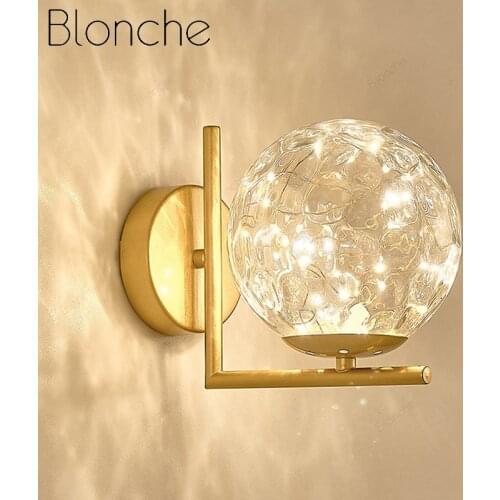 Modern Creative Romantic Starry Sky Led Wall Lamp Black Gold Decoration Bedside Staircase Study Corridor Simple Glass Wall Lamp