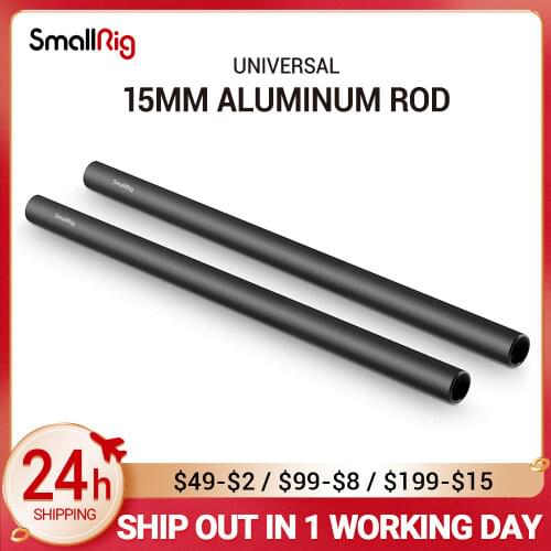 SmallRig 15mm Aluminum Alloy Rods 30cm / 12inch Long for Dslr Camera 15mm Rods System Camera Rail Rod Black (Pack of 2)--1053